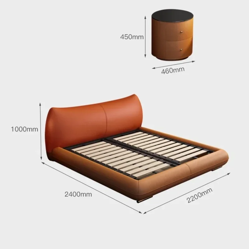 *Dorm Room Essential Full Marriage Bedrooms Double Bed Modern Luxury Italian Leather Queen Bed Full Bedroom Furniture 180x200cm