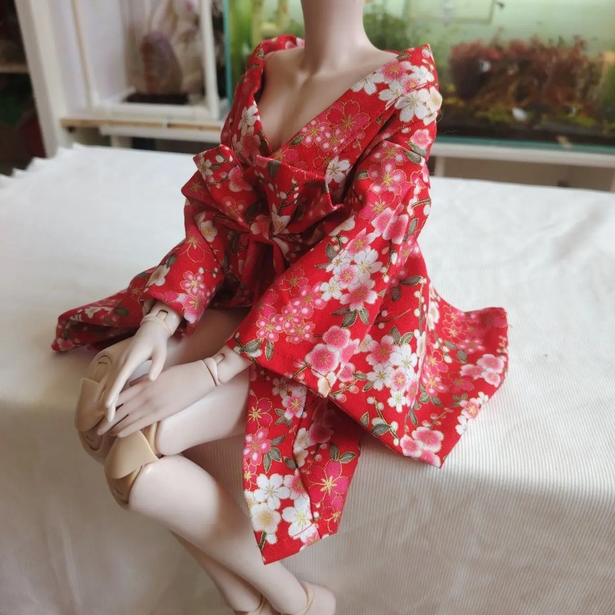 Vintage Crane Pattern Doll Kimono Robe Fit 60Cm 45Cm 30Cm Bjd Doll, Doll Clothing Cosplay Dress Up Accessories, Excluding Doll