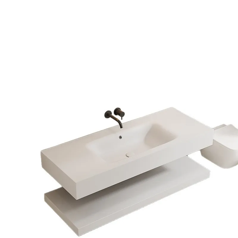 Rock slab hot bending integrated seamless basin double-layer bathroom cabinet combined bathroom hand wash face wash commercial