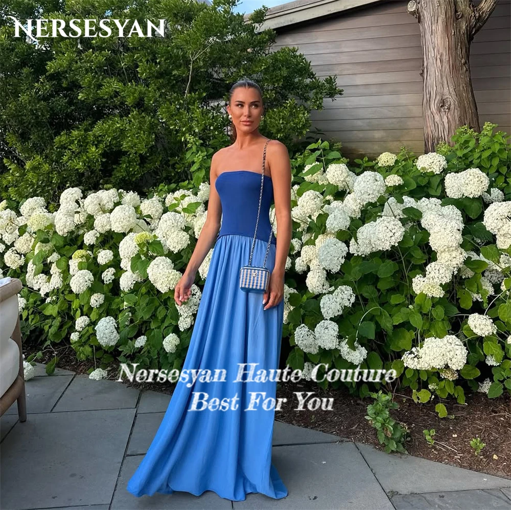 Nersesyan patchwork kleuren galajurken off-shoulder een lijn satijn maxi formele jurk rugloze mouwloze feestjurken op maat