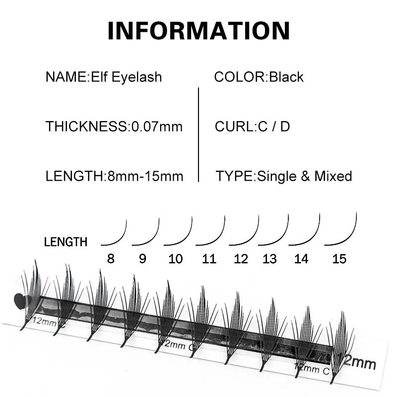 Winky Beauty Ventagli prefabbricati a forma di piuma Ciglia finte Strumento per il trucco da 8-15 mm, punte da 0,07 mm Ciglia naturali Manga Flase Ventagli di cashmere