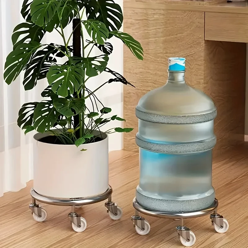 Stainless Steel Gas Cylinder Tray With Wheels Movable Propane Tank Storage Holder Bracket Casters Gas Cylinder Holder Plate