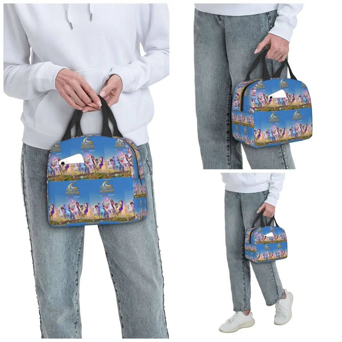 Unicorn Academy Insulated Lunch Bag for Kids School Cooler Thermal Food Box Tote Leakproof Lunch Boxes Container