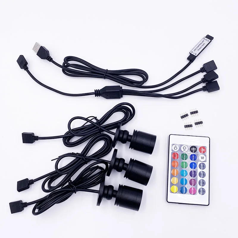 RGB-LED-Strahler, USB, 5 V, dimmbar, Farbe, Mini-Deckenstrahler, 1 W, 3 W, Schaufenstermuster, Schaufensterlicht, Raumdekoration, 1 bis 4 Fernbedienungsset – Detail 9