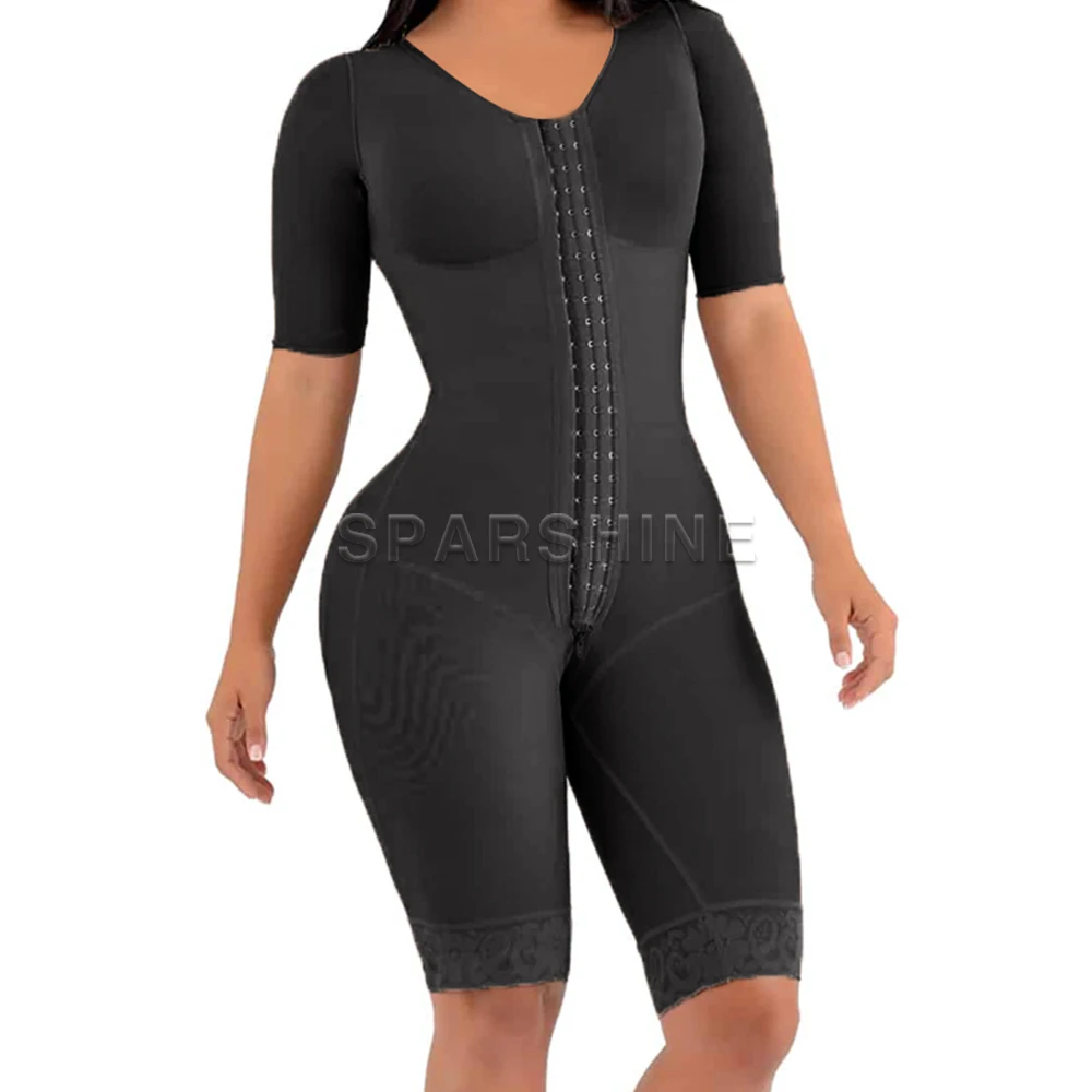 Fajas Reductoras Y Modeladoras Mujer Colombianas Корсет Bodysuit Slimming One-Piece Compression Girdle with Brooch Sleeves