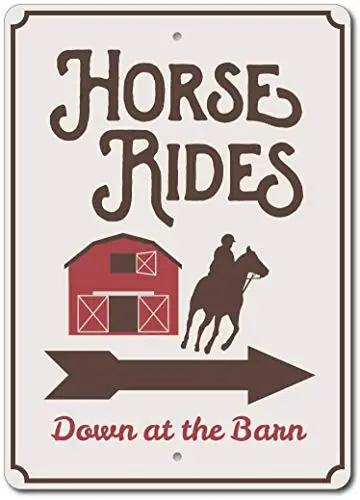 

Horse Rides Sign, Horse Barn Decor, Horse Barn Sign Metal Sign 12x8 Inches