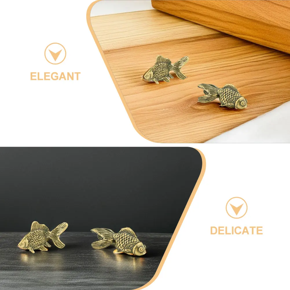 2 قطعة سمكة ذهبية نحاسية لتزيين المنزل وديكورات تمثال نحاسي على شكل حيوان