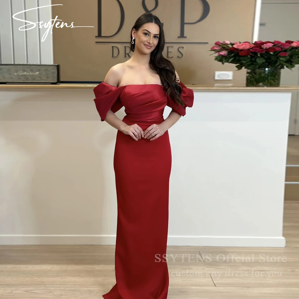 

SSYTENS Red Mermaid Prom Dresses Customized Off the Shoulder Sleeves Wedding Party Gala Gowns Vestidos De Fiesta Evening Gown