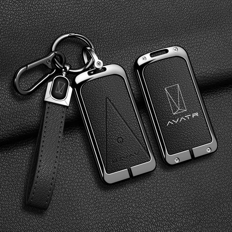 

Car Zinc Alloy Leather Key Case Cover For Avatr 11 12 07 E16 Remote Bag Protector Shell Holder Chain Keychain Accessories