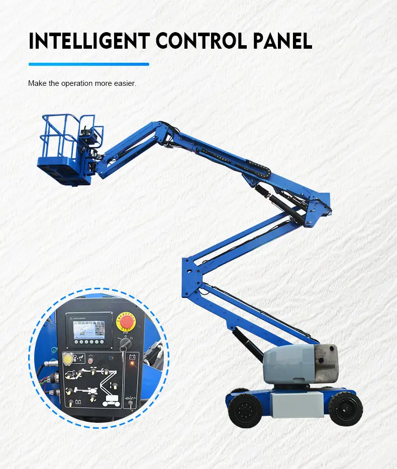 Qiyun Kinglift 8 10 12 14M Diesel AC Power Hydraulic Articulating Boom Lift Billboard Construction Maintenance Cleaning