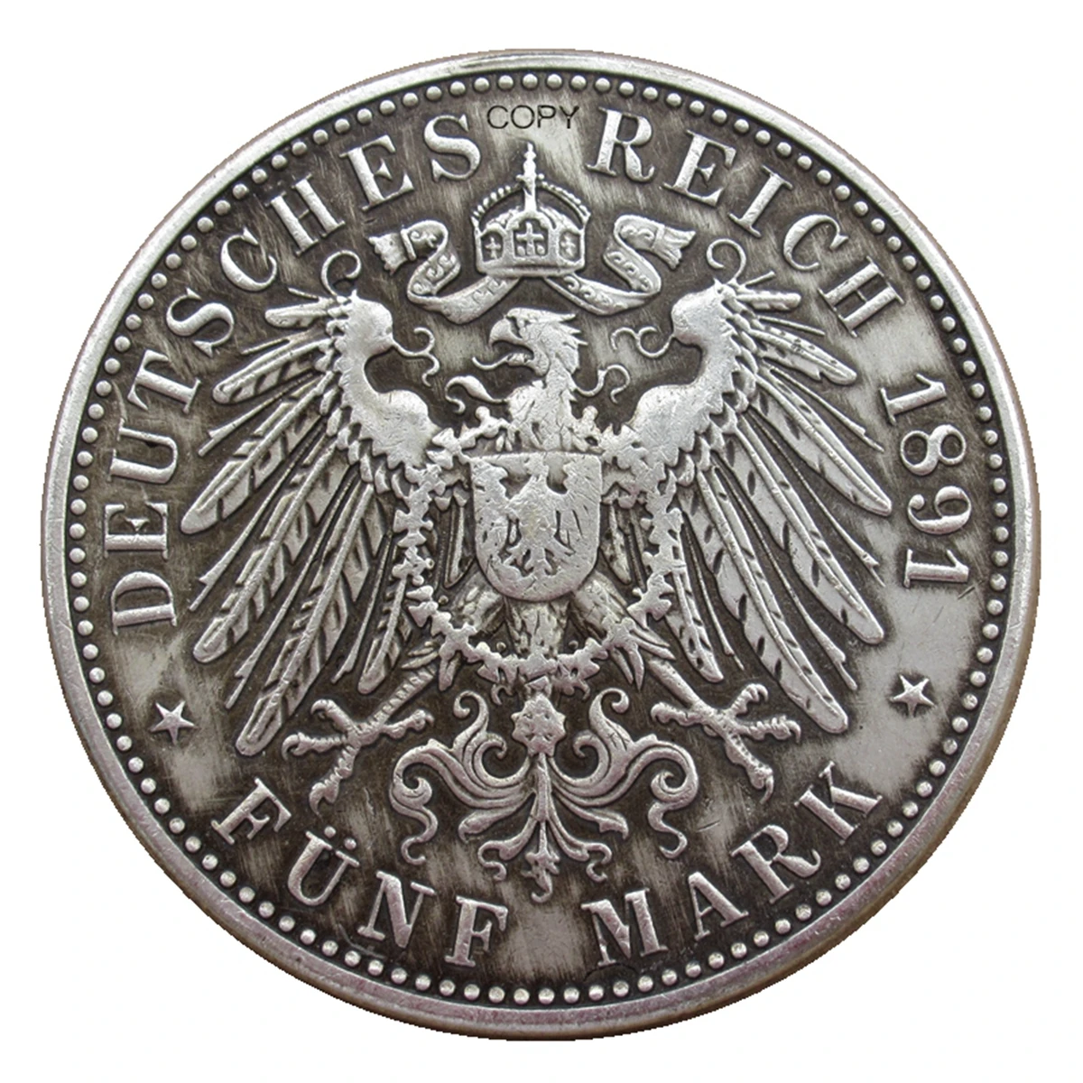 استنساخ ألمانيا 5 مارك جي مينت 1891-1901 عملة تذكارية مزخرفة مطلية بالفضة