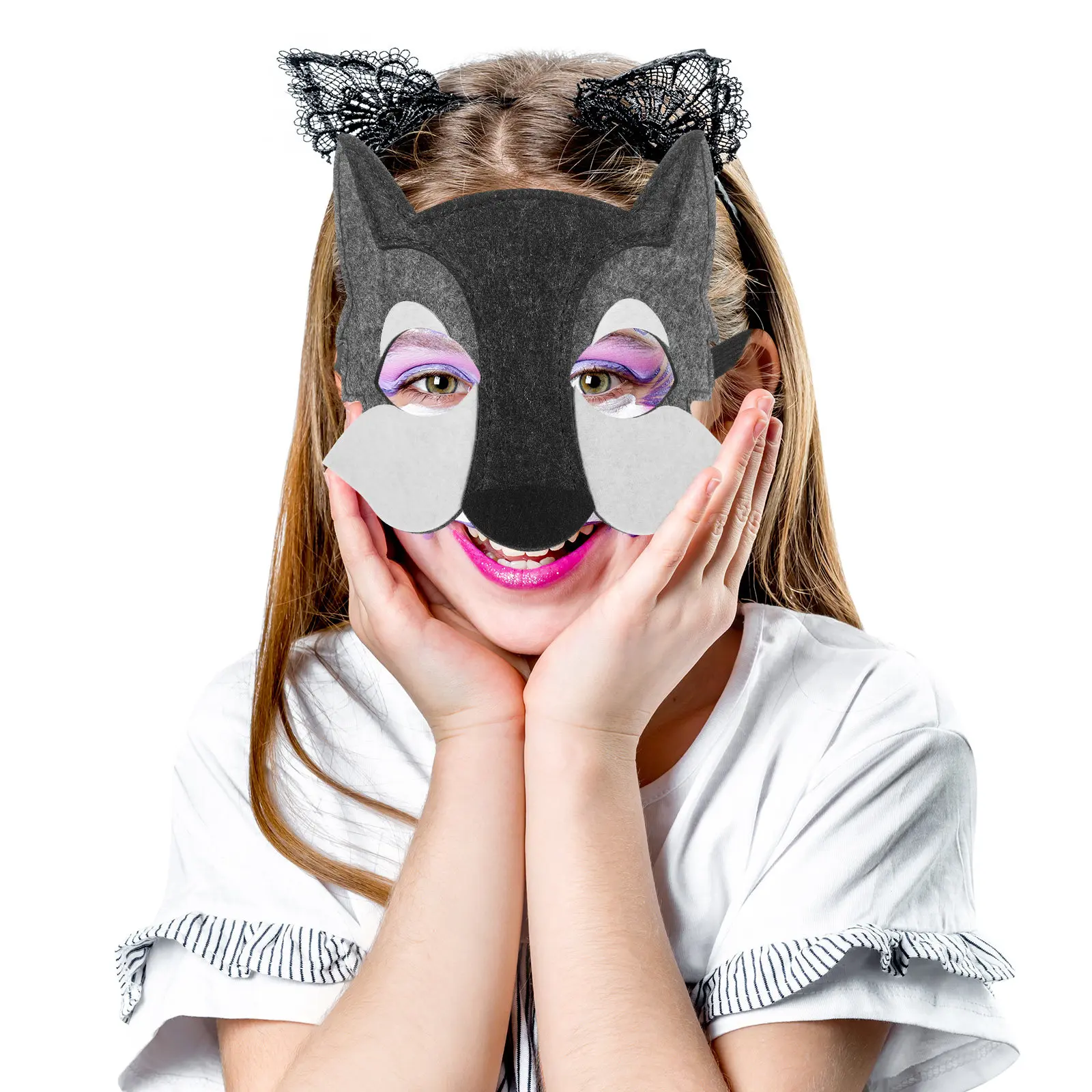 

3Pcs Wolf Head Mask Kids Cartoon Half-Face Masks for Cosplay Birthday Masks for Kids Party Dance Cosplay Supply