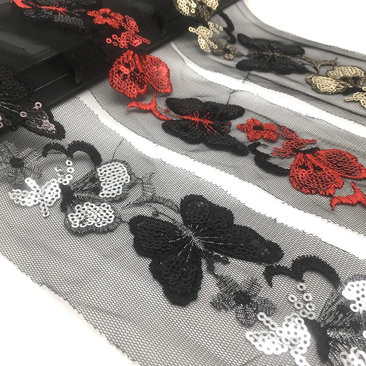 

10yards 4cm butterfly sequins Thread Sequins Webbing Ribbons Clothing Decorative Embroidered Lace Trims DIY Sewing Accessories