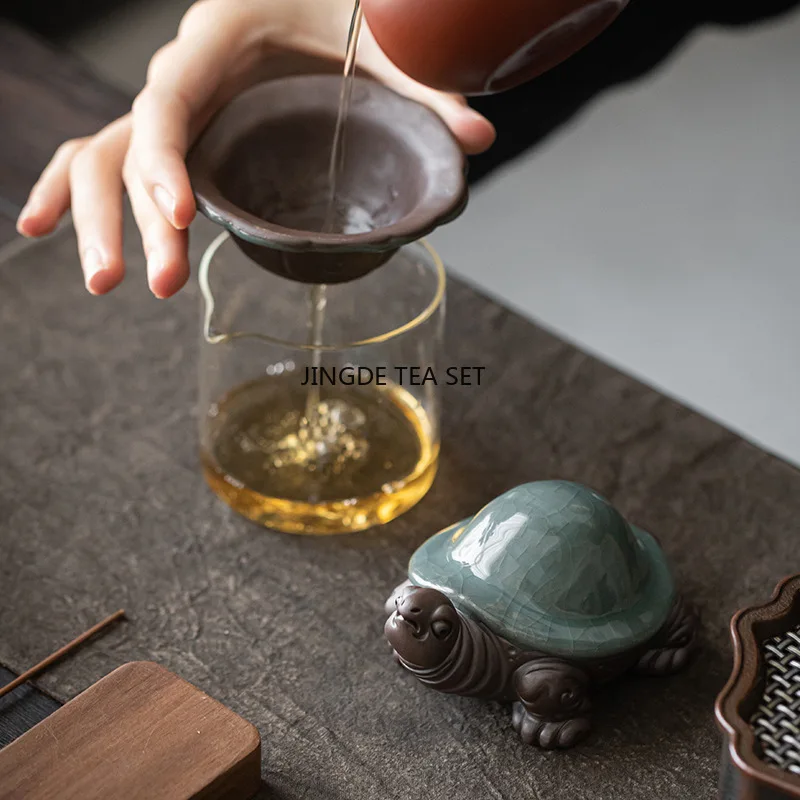 Ceramic Turtle Tea Set Filter Cute Animal Statues Home Decoration Kung Fu Tea Set Chinese view 4