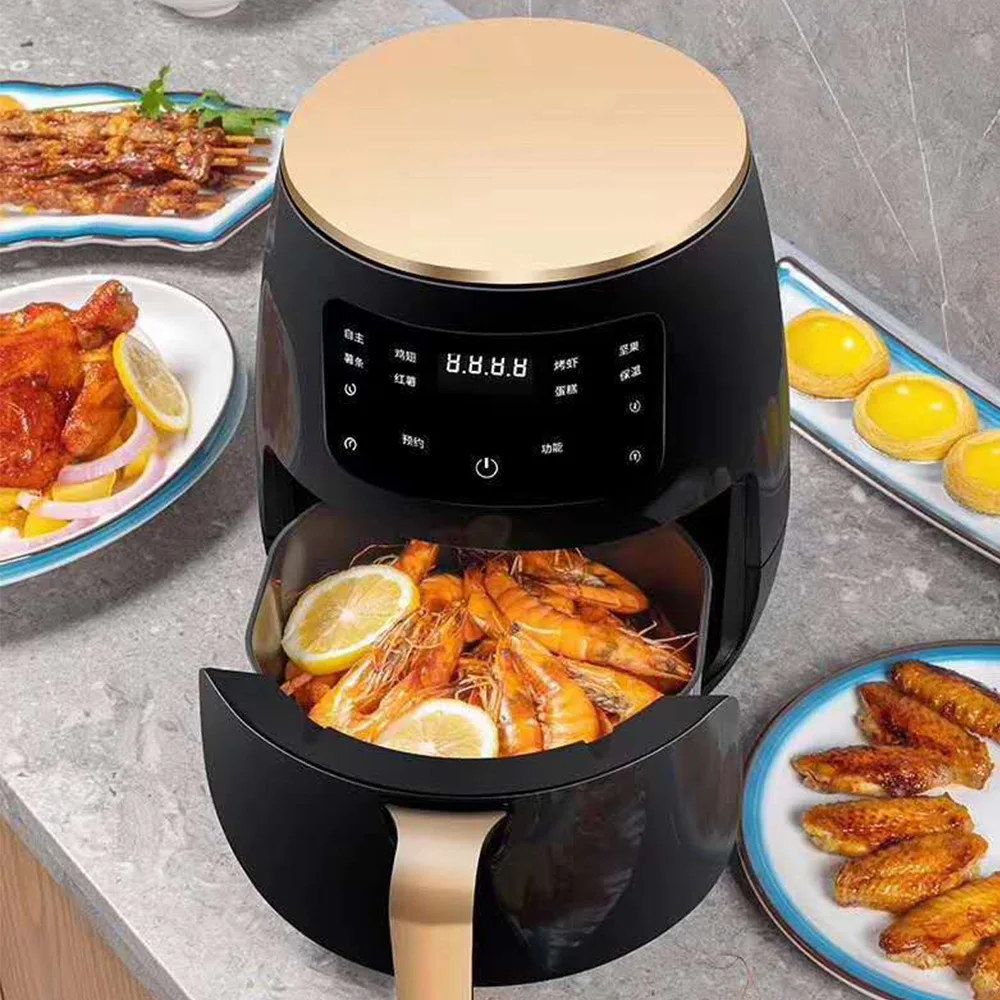 4.5l fritadeira elétrica não frita fritadeira de ar multifuncional lcd grande capacidade máquina de fritar frango batatas fritas