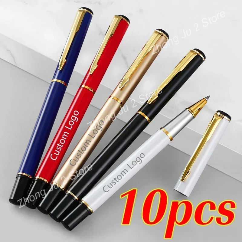 10pcs Metal Ballpoint Pen Custom Logo Gift Advertising Pen Office Teacher School Stationery Wholesale Lettering Engraved Name