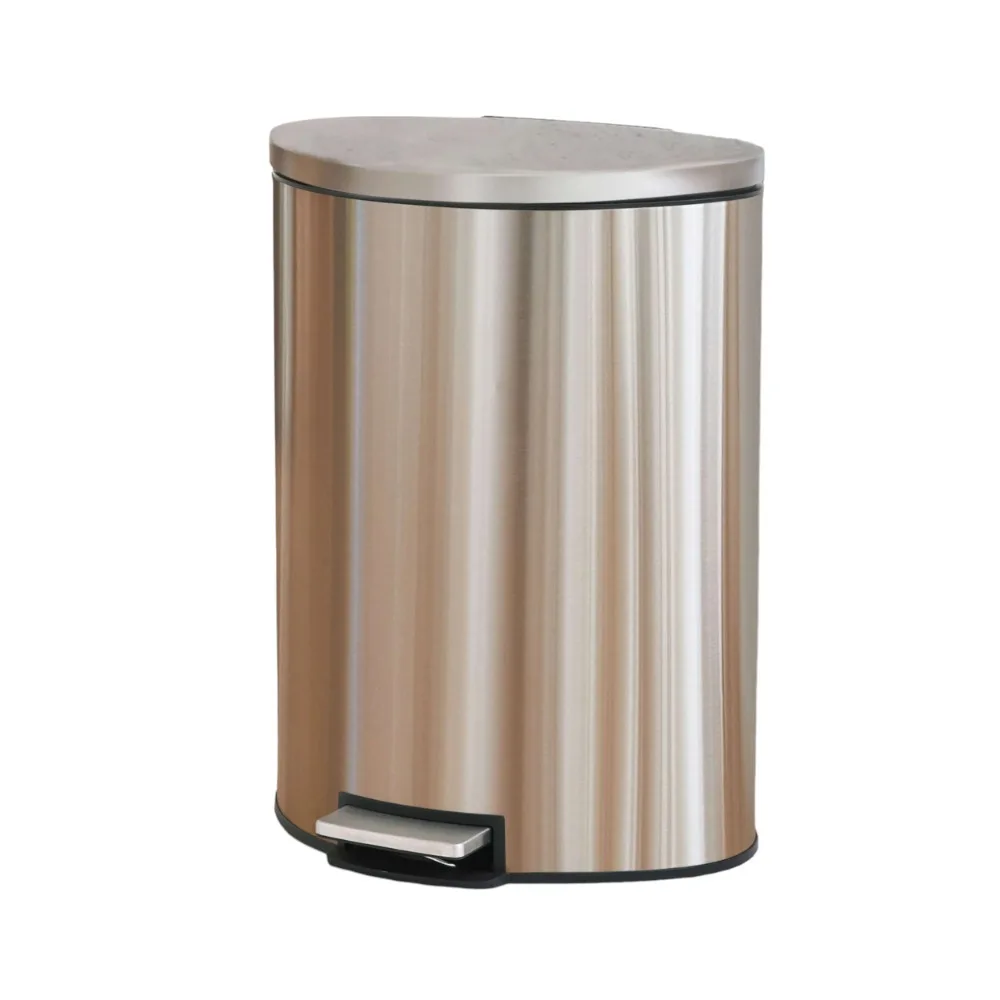 14.5 Gallon Stainless Steel Step on Kitchen Trash Can Silver Soft-close lid