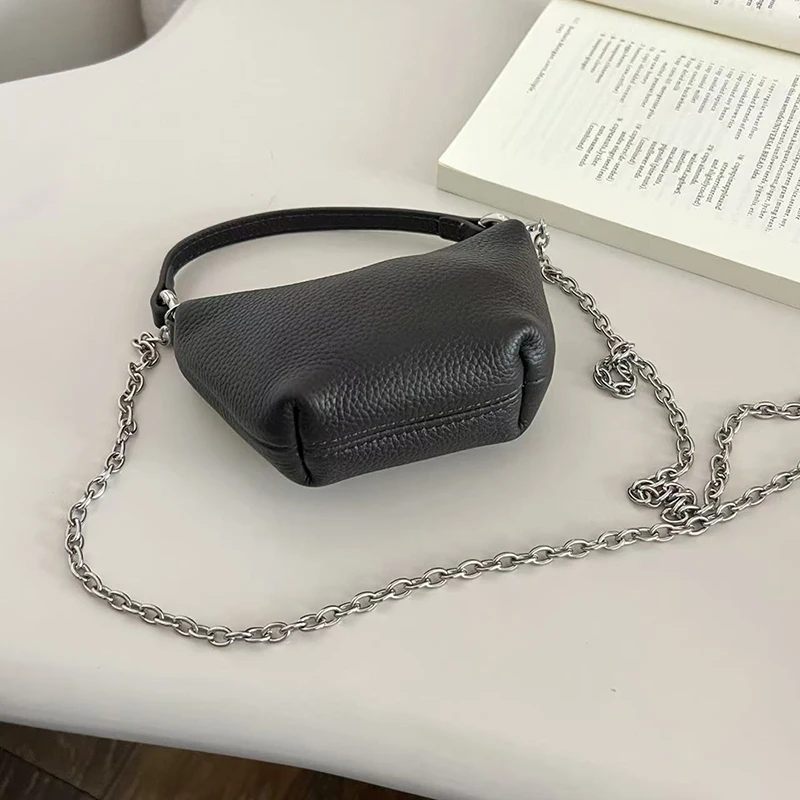 Engrave Initials Luxury Woman Handbag Cowhide Fashion Simple Crossbody Bag Genuine Leather Mini Zip Earphone Coin Purse Wallet view 4