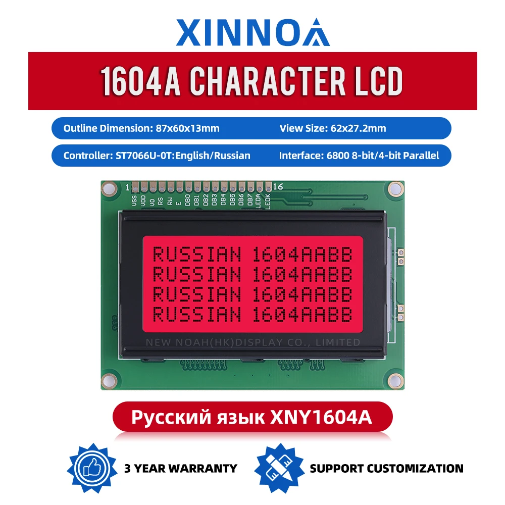 Russo Luce Rossa Lettere Nere 1604A Modulo Display LCM Dot Matrix 04*16 LCD 3.6 Pollici ST7066U Carattere Dot Matrix Schermo