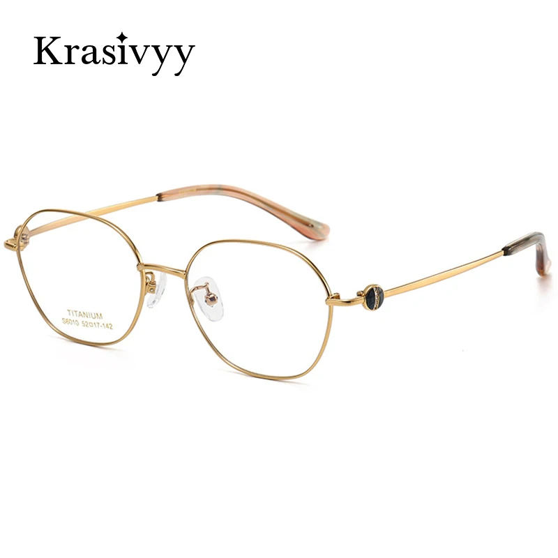 Krasivyy Pure Titanium Glasses Frame Women Diamond Ultralight Irregular Shapes Prescription Eyeglasses Lady Optical Eyewear