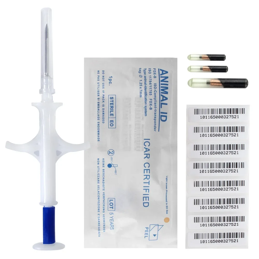 Animal Microchips 2.12*12mm RFID Syringe Dog Pet Animal Id Injector with 134.2Khz ISO FDX-B Chip syringe