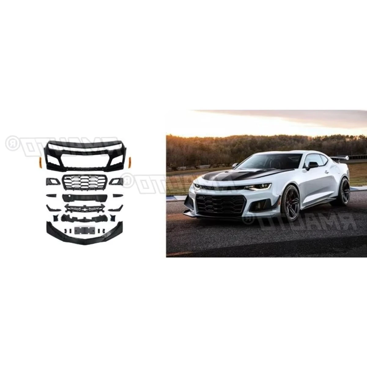 

Car Bumper Grill Front Bumper Lip Spoiler Front Surround Body Kit Fog Lamp Cover For Chevrolet Camaro 1LE 2016-2018 Exterior