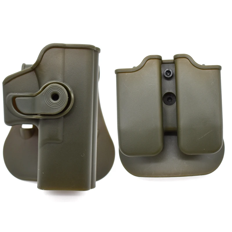 IMI Gun Holster Defense Retention Tactical Gun Holster for Glock 17 gen 1- 4 9mm Double Magazine Pouch