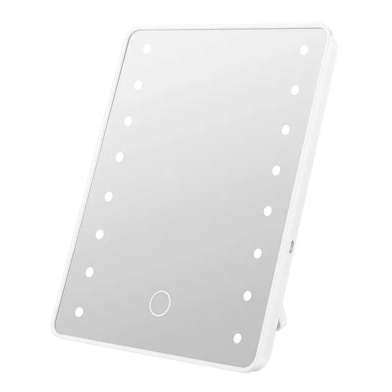 16-LED Lighted Vanity Mirror with Touch-Sensitive Control Stylish Folding Design for Desktop Bedroom INS-Style Modern Gift