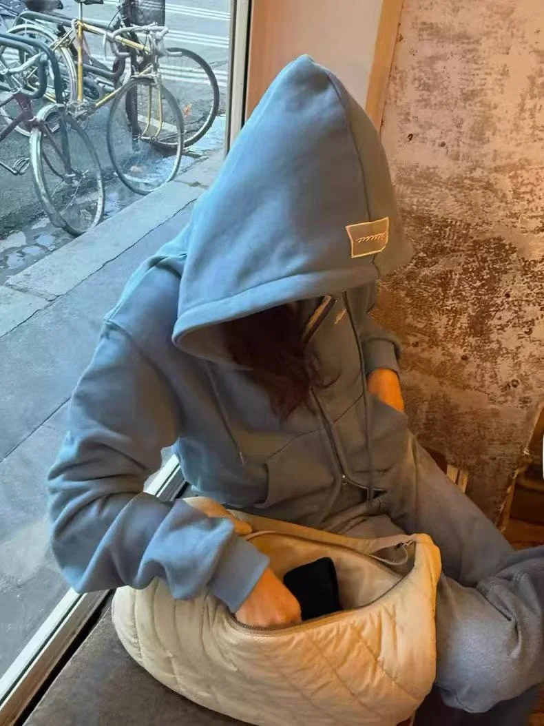 

Casual Hoodie Jacket Sienne Versatile Comfortable Women's Long Sleeve Zipper Pure Color Cotton Polyester Spring Season