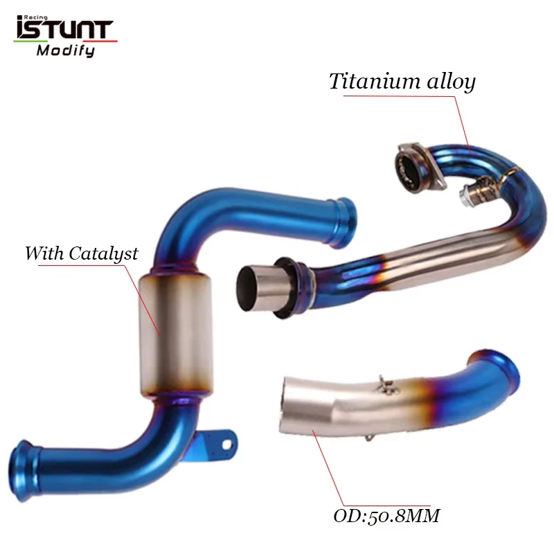 Front Mid Pipe Link Pipe Slip on For KTM DUKE 390 RC390 2017 2018 2019 Full Motorcycle Exhaust Moto Muffler System Motocross