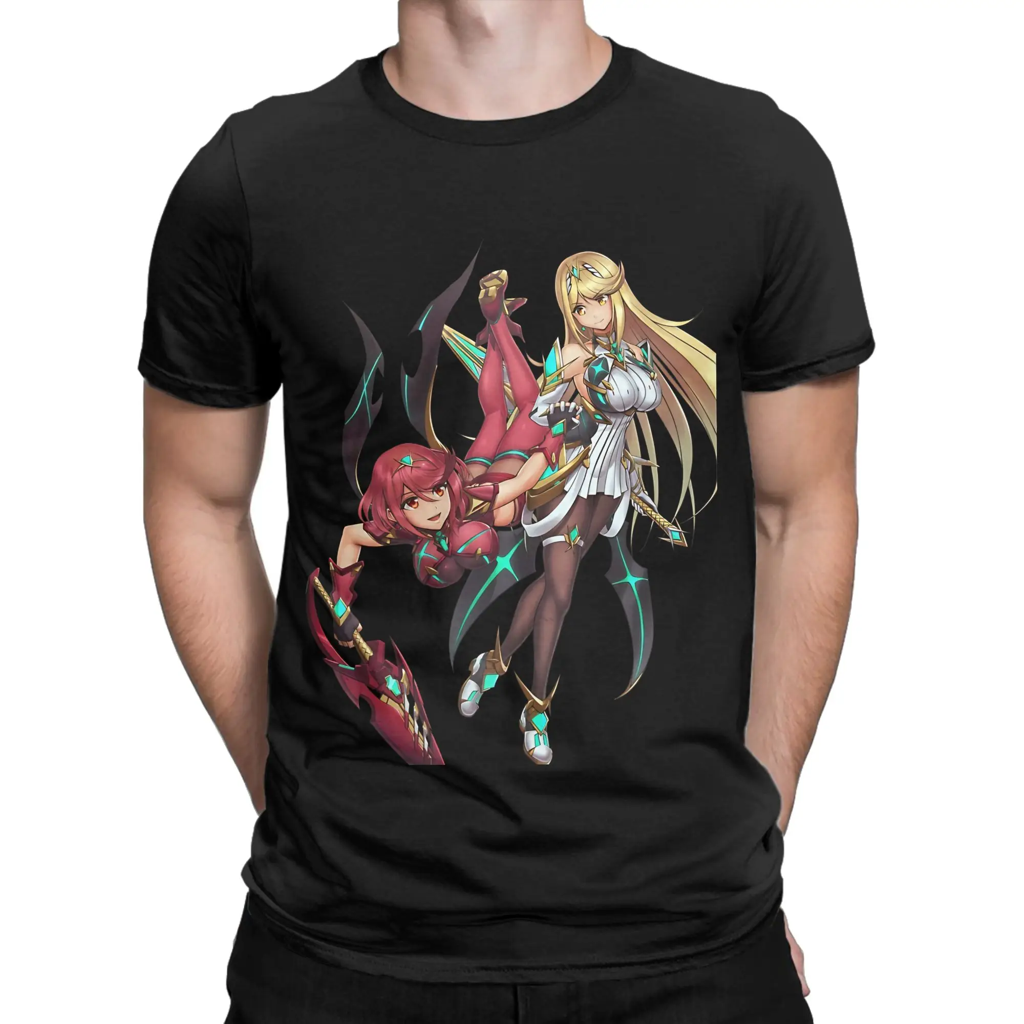 Anime Fantasy Warrior  Classic Xenoblade Chronicles Novelty 100% Cotton T-Shirt Tops Tees For Men