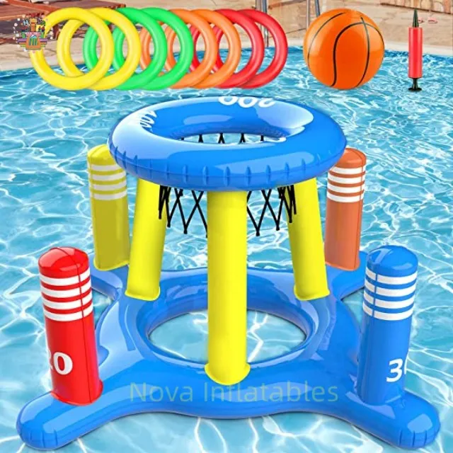 

2025 2in1 Inflatable Pool Floats Basketball Hoop,Swimming Pool Games for Family, Outdoor Party Poolside Water Toy
