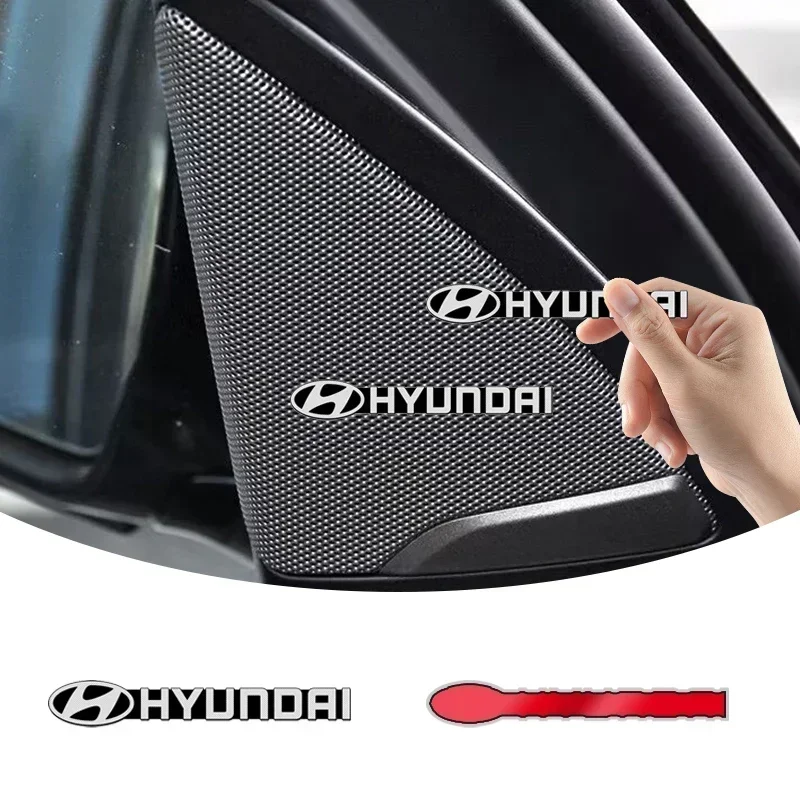 2/4Pc High Fidelity Stereo Aluminum Badge Modification Sticker For Hyundai Santa Sonata Solaris Azera Creta I30 Ix25 Tucson IX35