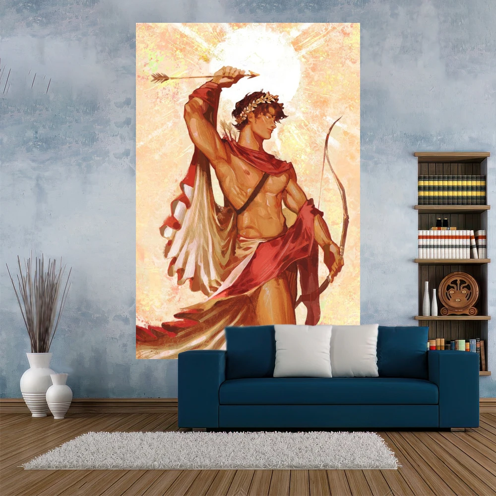 Greek Mythology Tapestry Sun God Apollo Printed Boho Wall Hanging Carpets Dorm Decoration Bedspread Beach Blanket