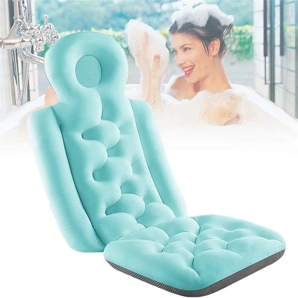 Luxury Full Body Bath Pillow Suction Cups Ergonomic Tub Cushion for Head, Neck, Back Support, Non-Slip for Ultimate Relaxation