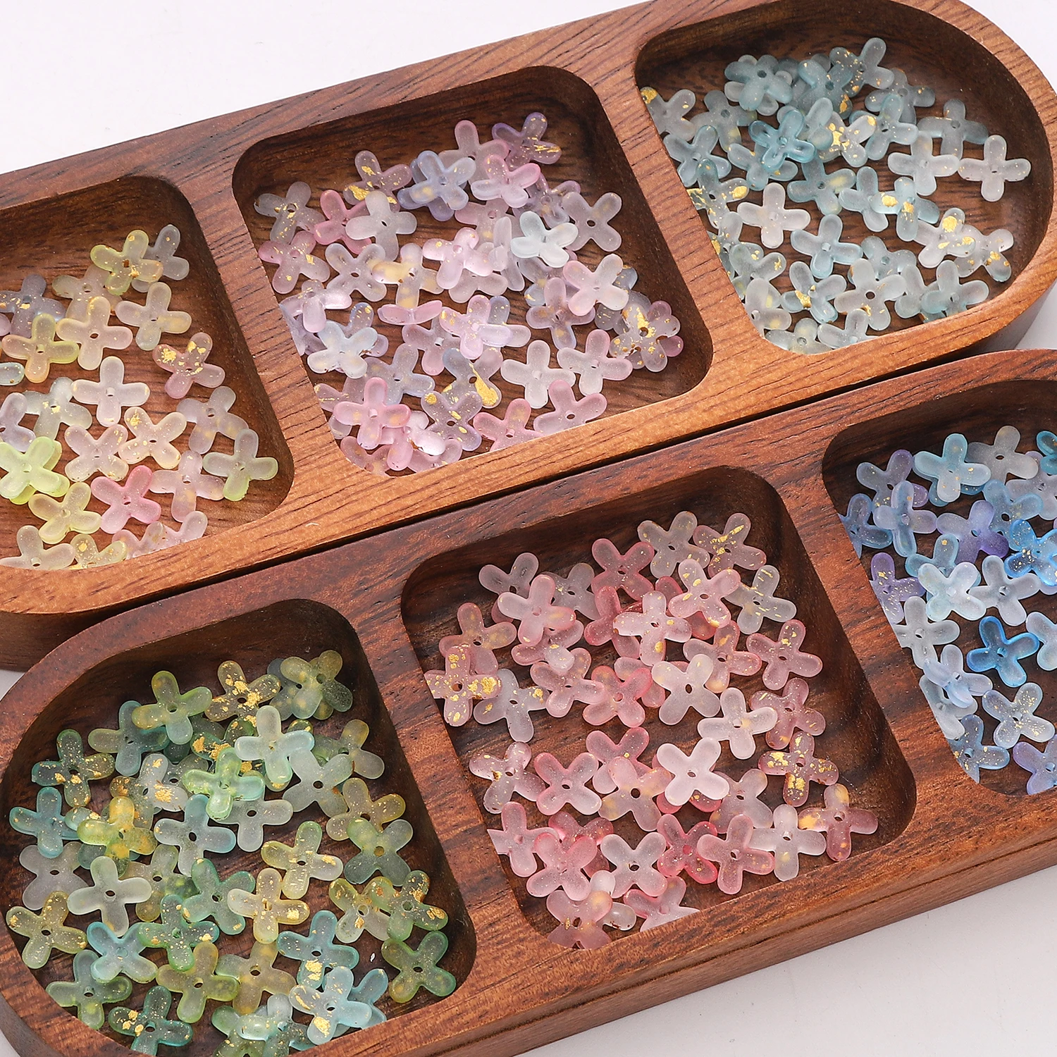 10g/Bag 80Pcs Gold Dotted Acrylic 4-Petal Flower Beads 9mm Loose Beads For DIY Bracelet Earrings Keyring Jewelry Making Supplies