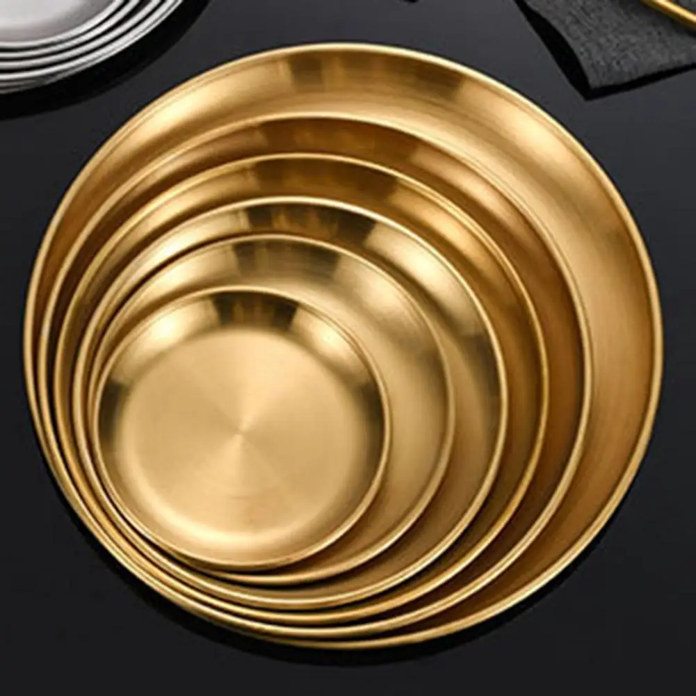 Durable Stainless Steel Dishes Stainless Steel Dinner Plates for Home Kitchen Outdoor Camping Bbq Round Salad for Easy for Home