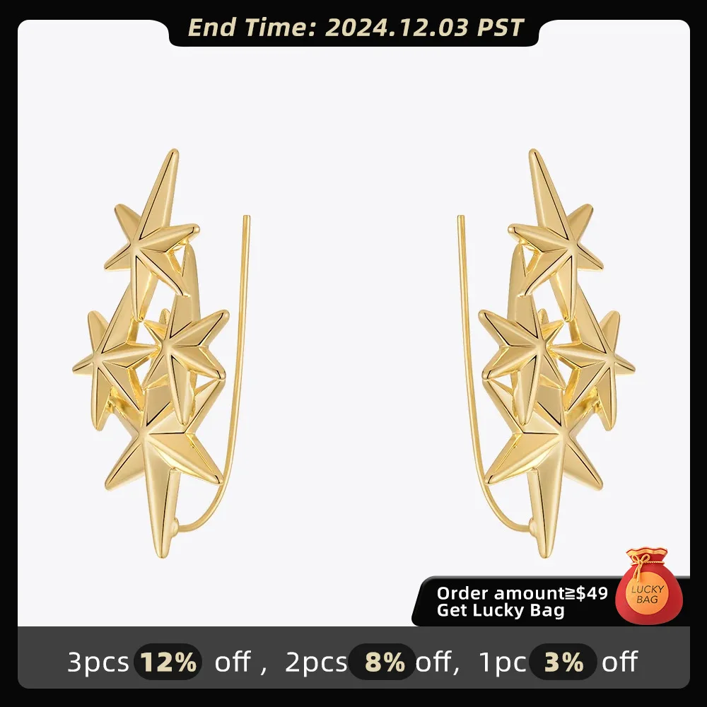 ENFASHION 2023 New Aretes Twinkle Stars Ear Clip On Ears For Women Original Fashion Jewelry Gold Color Earrings Christmas 221485