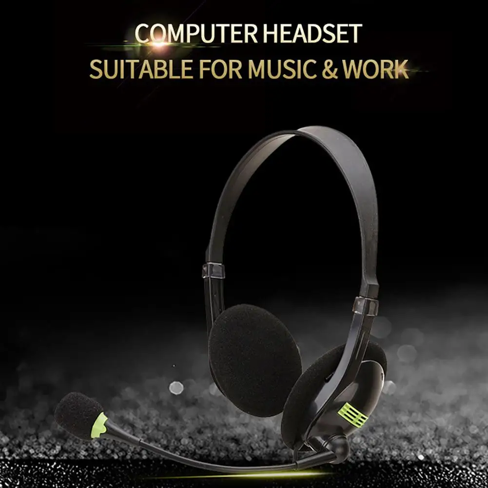 Dual Socket Wired Headset with HD-compatible Microphone Superior Sound Quality Wired Headphones for PC /Laptop/Computer