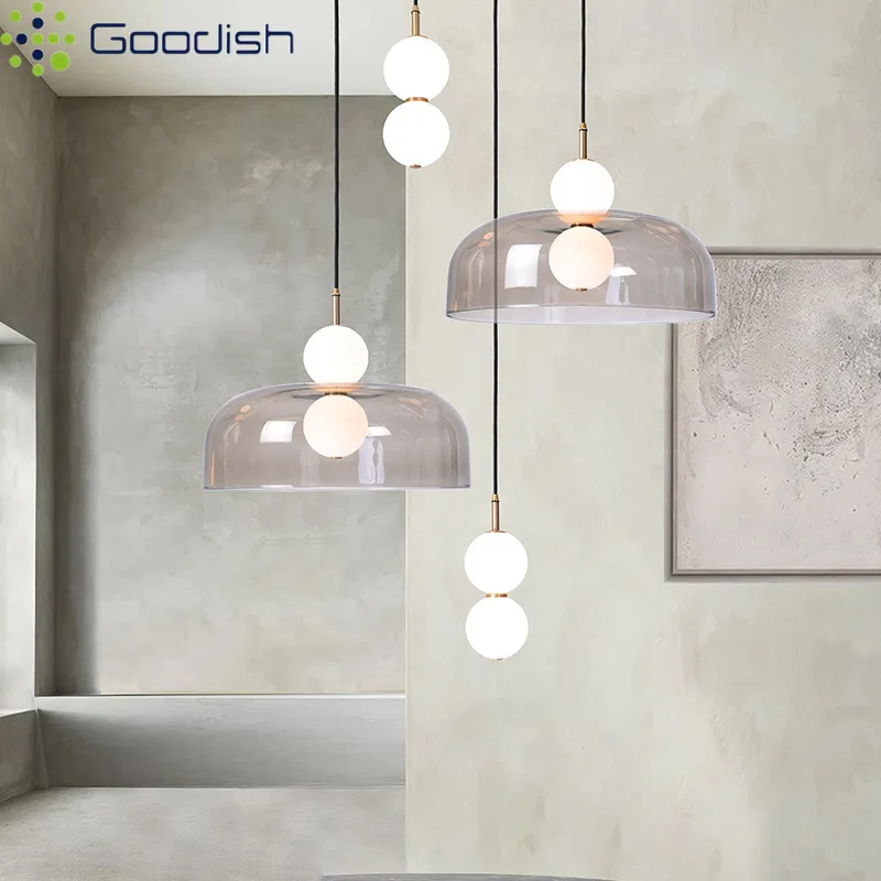 Vintage Simplicity Industrial Transparent bowl LED Pendant Lights Creative Forged Lamps for Bedroom Home Decoration Chandeliers
