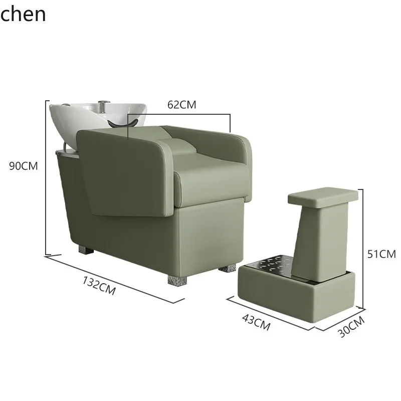 DSA Hair Salon Semi-Reclining Shampoo Bed Barber Shop Deep Ceramic Basin 3