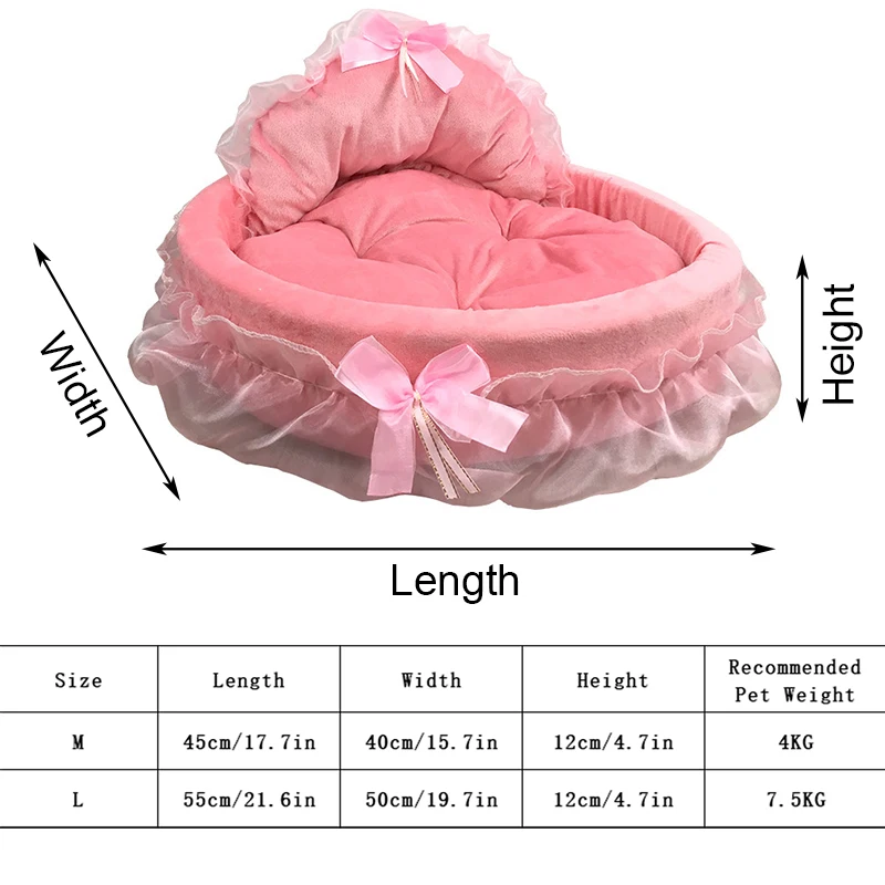 Cute Bow Lace Dog Bed Small Puppy Mattresses Sleeping Mat On The Floor Warm Mat Detachable Pet Dog Basket Pet Beds Furnitures