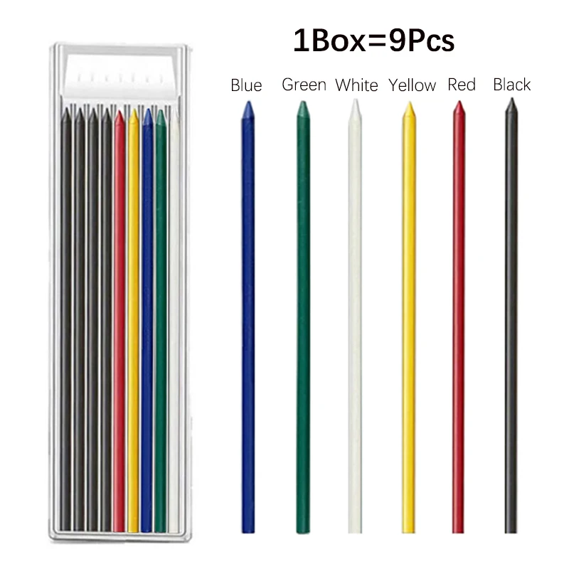 6 Colors 2.8mm Replaceable Lead Core 2B Woodworking Automatic Pencil Lead Deep Hole Marking Architectural Painting Pencil Lead