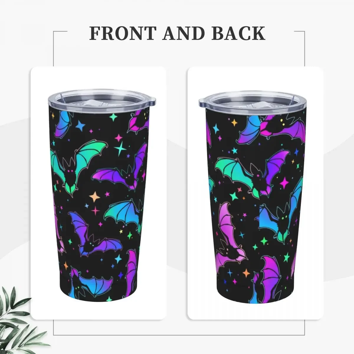 Bats Gothic Pattern Insulated Tumbler with Straws and Lid Halloween Stainless Steel Travel Coffee Mug 20 Oz Double Wall Mugs Cup