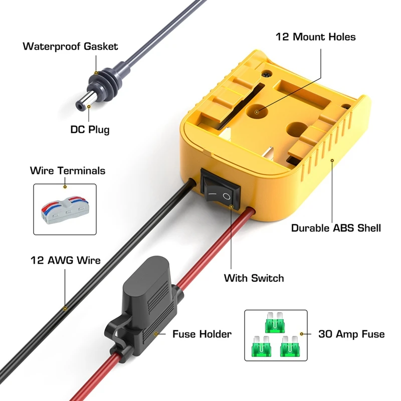 For Starlink Mini Power Cable 2M For Dewalt Battery Charger Adapter To DC Power DCB-18V/20V Cable Cord Plug