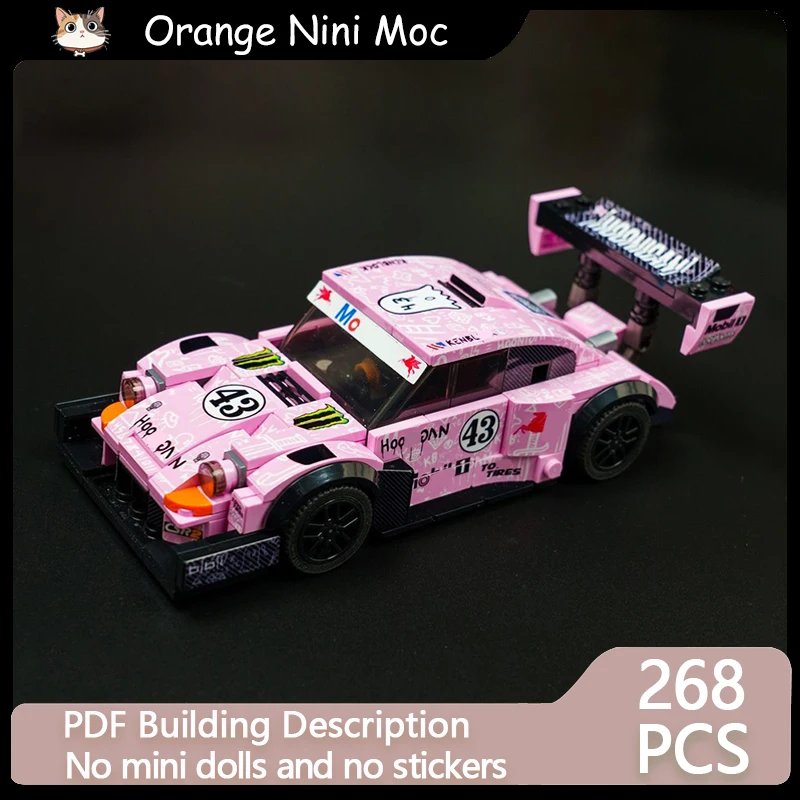 City Car Speed Racing Model MOC Building Bricks Pink Sportscar 91 Modular Technology Gifts Holiday Assemble Children Toys Suit