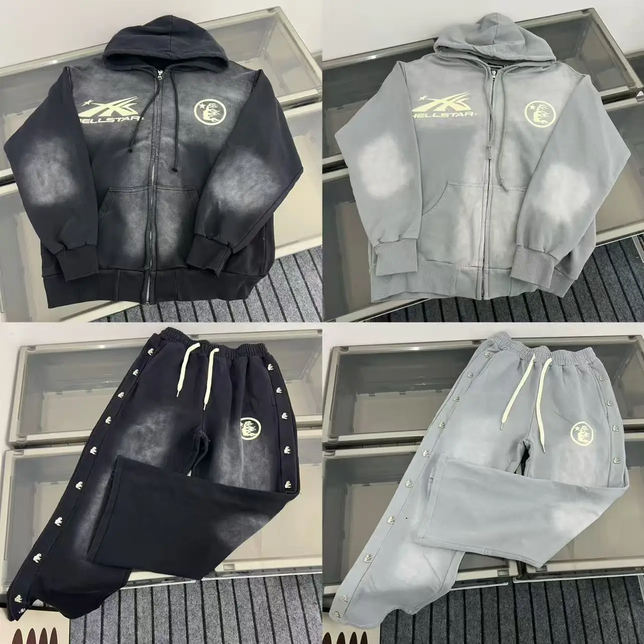 

Мужской комплект: ретро-кардиган на молнии с капюшоном, повседневные брюки на пуговицах, свободный крой, хлопок/полиэстер, осенне-зимний наряд