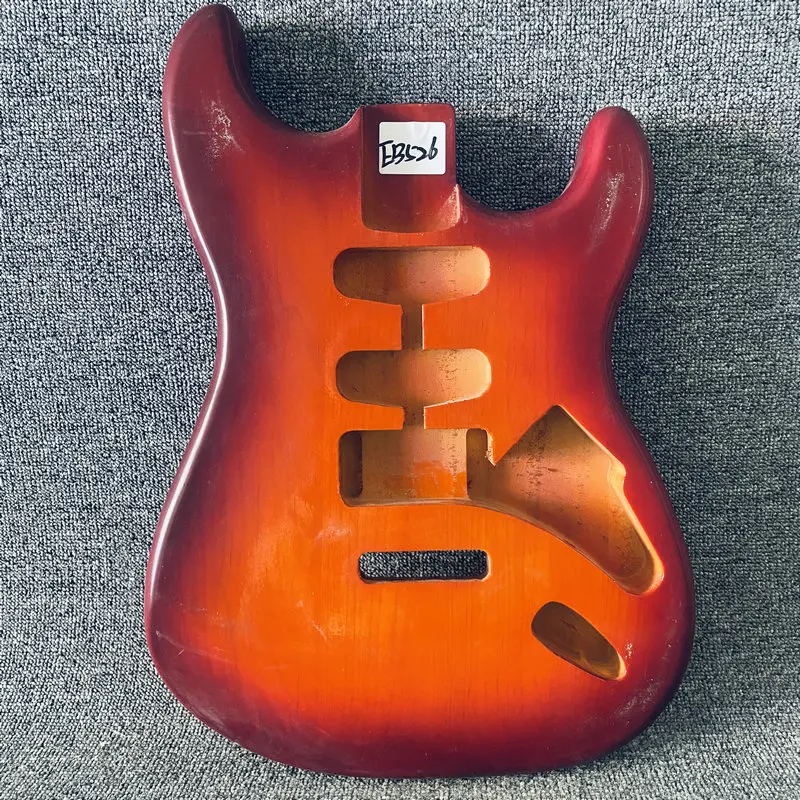 EB526 Cherryburst Color Unfinished ST Guitar Body with Custom Pickup+Tremolo for 6 Strings Strato Guitar Replace and DIY