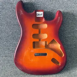 EB526 Cherryburst Color Unfinished ST Guitar Body with Custom Pickup+Tremolo for 6 Strings Strato Guitar Replace and DIY