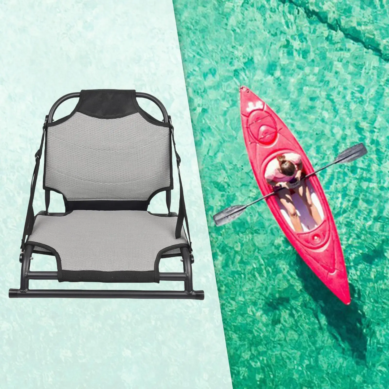

Foldable Kayak Seat with Back Support for Inflatable Kayak Rafting Canoeing